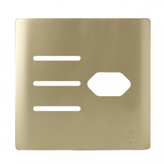 Placa p/ 3 Interruptores + Tomada 4x4 - Novara Dourada